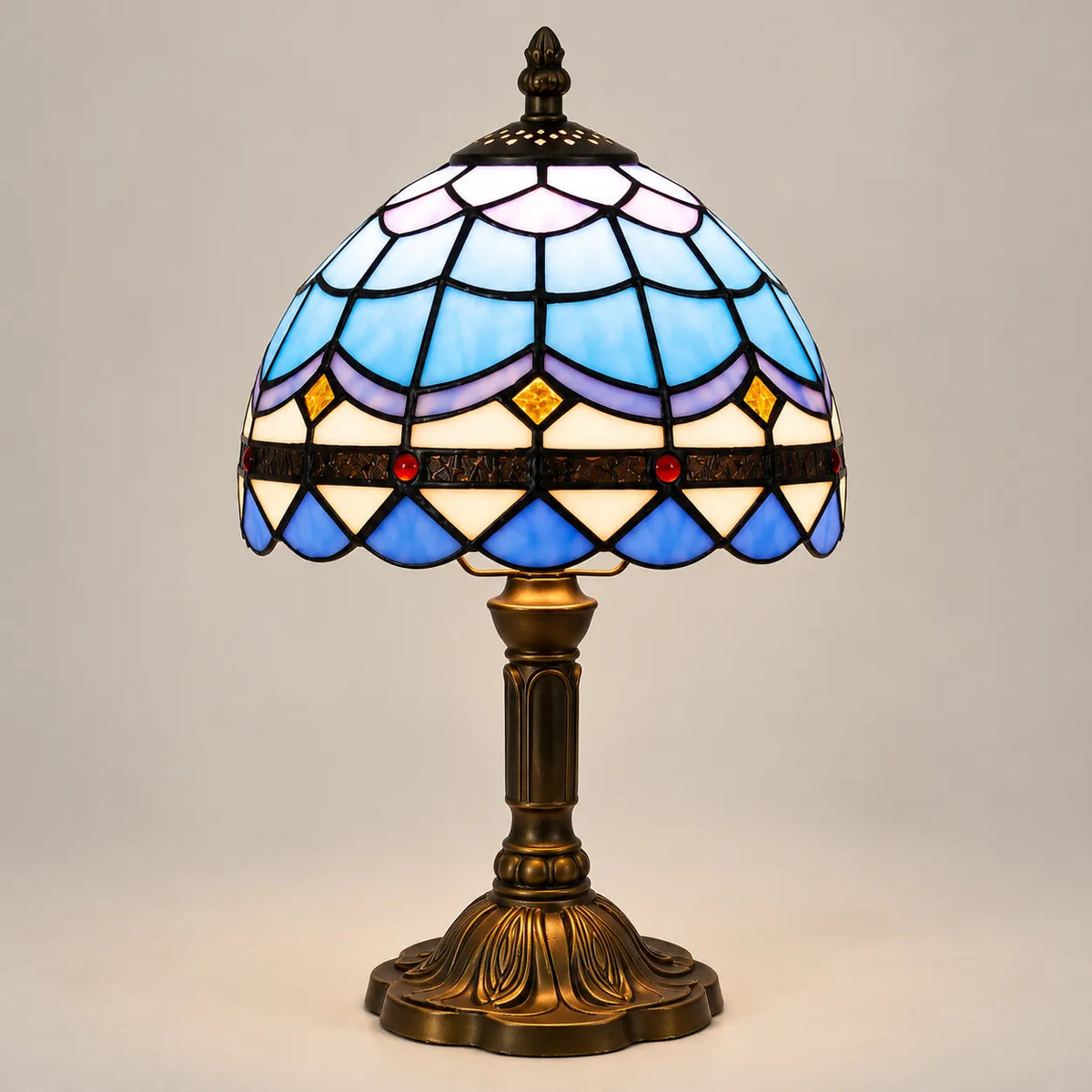 Luminaria_de_Mesa_Abajur_Tiffany_Azul_Vitral_Classico