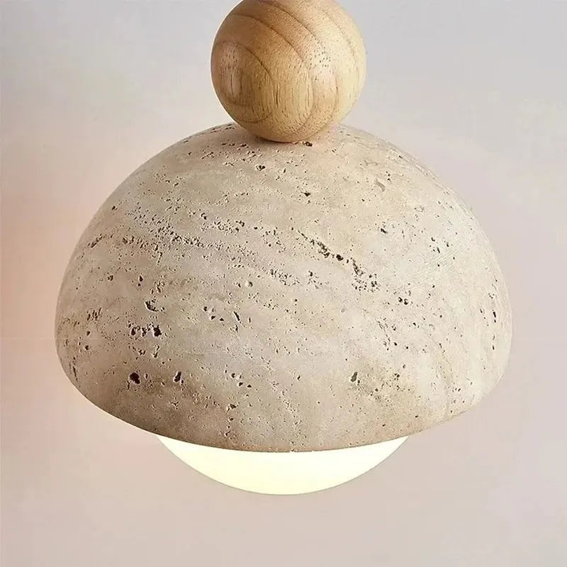 Pendente_Aura_Pedra_Natural_Travertino_e_Madeira_LED_Bivolt