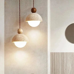Pendente_Aura_Pedra_Natural_Travertino_e_Madeira_LED_Bivolt
