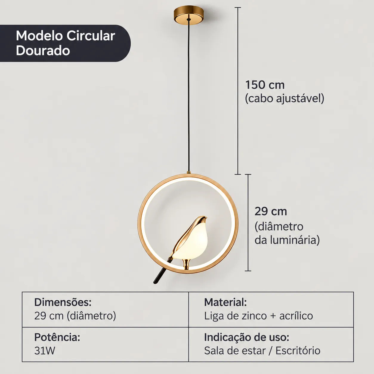 Pendente_LED_Passaro_Lumina_Design_Moderno